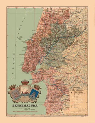 Historic Map - Estremadura Portugal - Martine 1904 - Vintage Wall Art