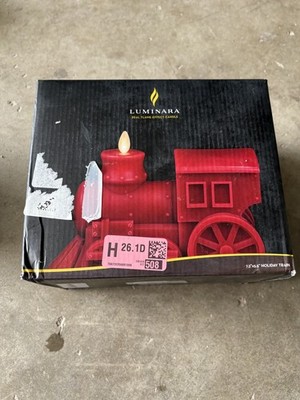 Luminara Holiday Train Candle Red Real Flame-Effect LED Wax 7.3''x5.5'' Unscented