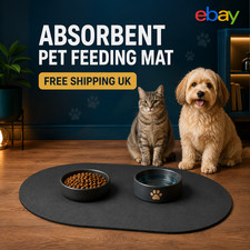 Oval Pet Feeding Mat Absorbent Non Slip Cat Dog Water Food Placemat