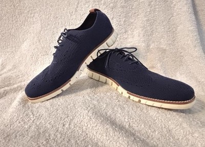 Cole Haan Zerogrand Stitchlite Oxford Navy Knit Casual Shoes Mens Wingtip Sz 11