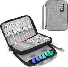Double Layer Cord Organizer Bag, Portable Cable Storage Case, Flat Electronic Or
