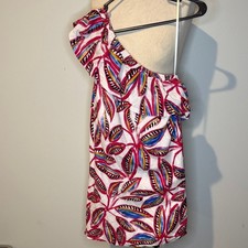 J. Crew One-Shoulder Multicolor Leaf Dress Linen/cotton FARM RIO vibes/style