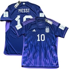 2022 Argentina Away Jersey #10 Messi Large adidas Soccer World Cup Winner Kit