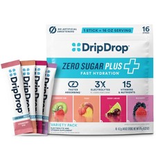 DripDrop Zero Sugar Plus Sugar Free Hydration Packets Single Serve Electrol...
