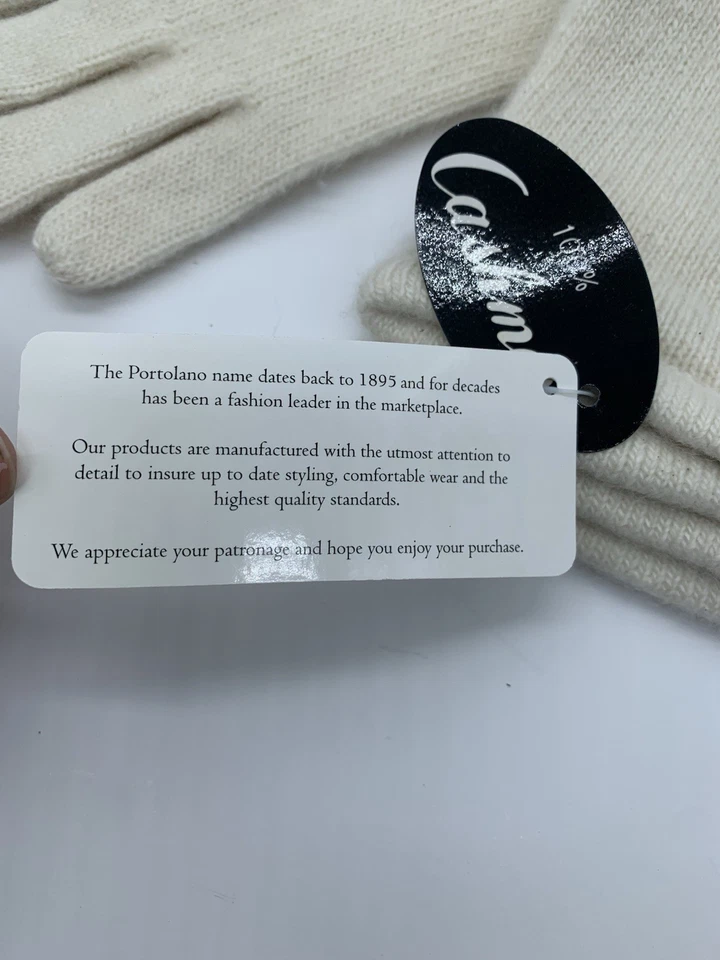 NWT Portolano Women's 100% Cashmere Elbow Length Glove Women's Cream Knit - Image 3 of 4