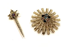 EMMONS STARBURST FLOWER STAFF SCEPTER MCM RHINESTONESBROOCH PINS SIGNED LOT 2 EU