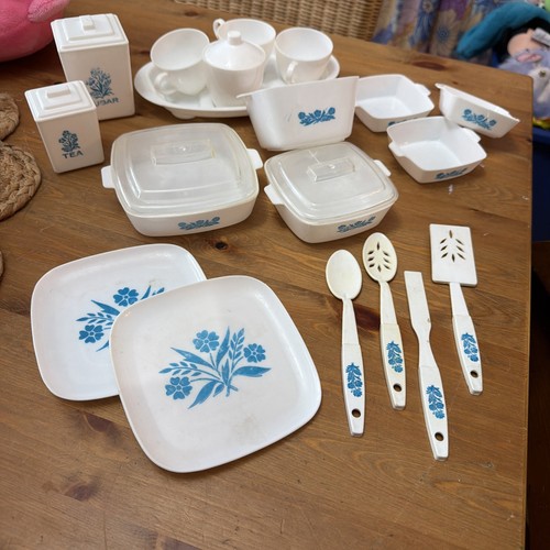 Vintage Child's Toy Plastic Corningware Play Dish Lot Casserole Serving Plates +