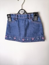 Next Baby Girl Denim Skirt 6-9 Months Heart Embroidery Spring Summer Holiday