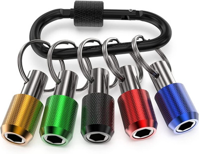 5 Pack 1/4'' Hex Bit Holders Keychain Drill Extensions 5 Colors New