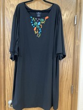 Lemmie For Nina Leonard Dress, Size 3X, Black Jeweled, Wide Flowy Short Sleeves