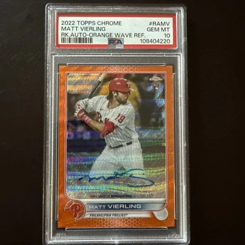2022 Topps Chrome Matt Vierling Auto /25 Orange Wave #RA-MV Rookie PSA 10 GEM MT