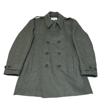 Calvin Klein Wool Blend Pea Coat Mens Size M Double Breasted Gray Lined