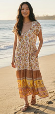 Spell & the Gypsy Collective NEW! flutter sleeve flowing maxi dress Large summer