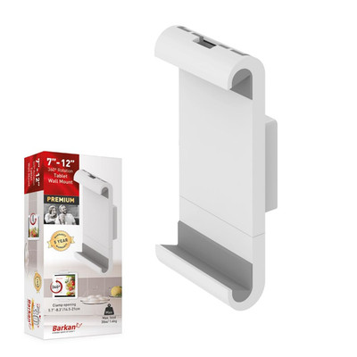 7-12 Inch Fixed Tablet Wall Mount 3 Lbs White Firm Tablet Clamp 360 Degree Rotat
