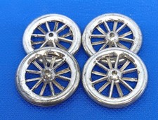 Vintage tin toy parts wheels 1-5/16" or 3.25cm Set of 4 Spoked tin wheel.