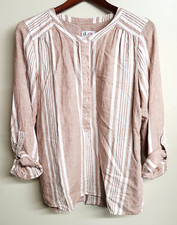 D&Co. Denim & Company Womens Tan & White Stri...
