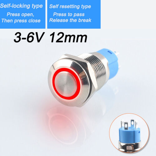 Ø 12mm SmartSwitch 3-6V / 12-24V / 5A IP65 LED Illuminated POWER Button Switch - Picture 14 of 43