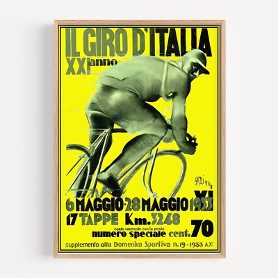 Il Giro d_Italia XXI Bicycle 1933 Retro Vintage Poster Print
