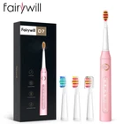 Fairywill Sonic Electric Toothbrush Rechargeable 4X DuPont Brush Heads 5 Modes