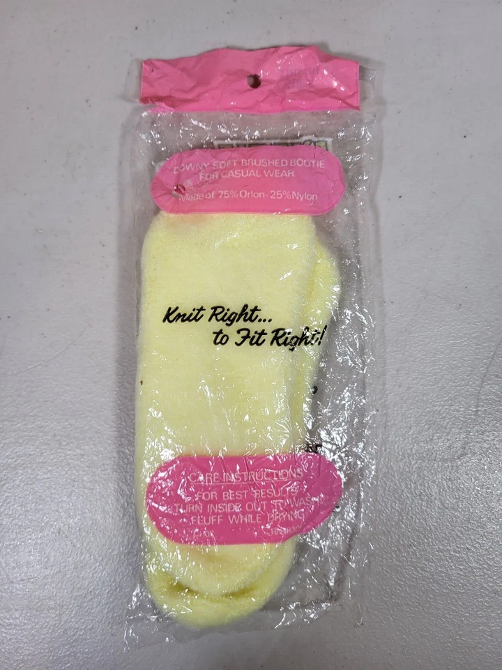 Botines de colección Fuzzie Wuzzies cepillados Orlon calcetines amarillos niños talla 7-8 1/2 Foto 2 de 2