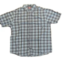 Ecko Unltd Men's XL Plaid Short Sleeve Button Down Shirt blue white