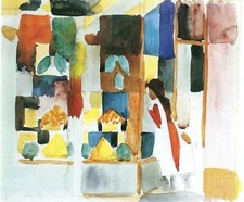 Children at the vegetable shop (I) by August Macke Giclee Reproduction on Canvas