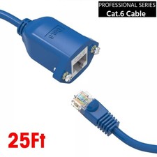 25Ft CAT6 RJ45 Male to Female Network Ethernet LAN Panel Mount Extension Cable