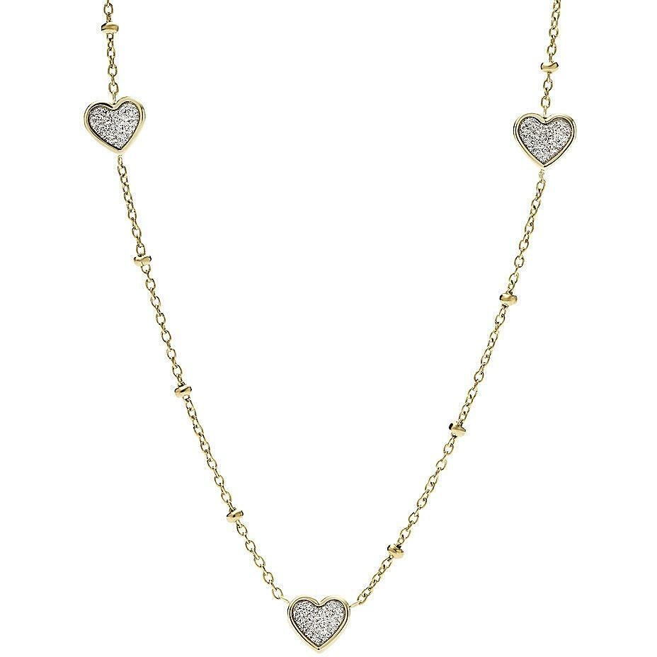 Collar de Mujer FOSSIL PAPER GLITZ JF03942710 Acero Inoxidable Dorado Corazon