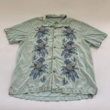 Vintage Tommy Bahama Embroidered Shirt 100 Silk Mens XL Surf Camp Collar