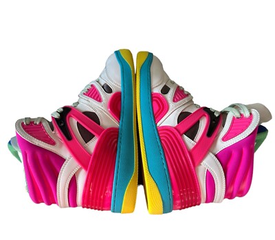 ゆめ NEW Gucci Demetra Basket High 'White Pink Blue' Women US Sz 5 1/2