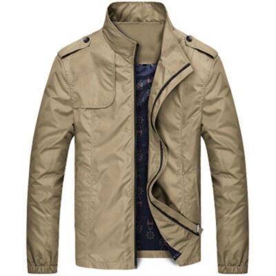 Men's Jackets Casual Solid Color Stand Collar Slim Zipper Plus