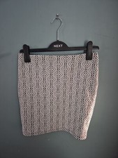 Primark Size 10 White And Black Diamond Print Short Skirt 125/104/v 