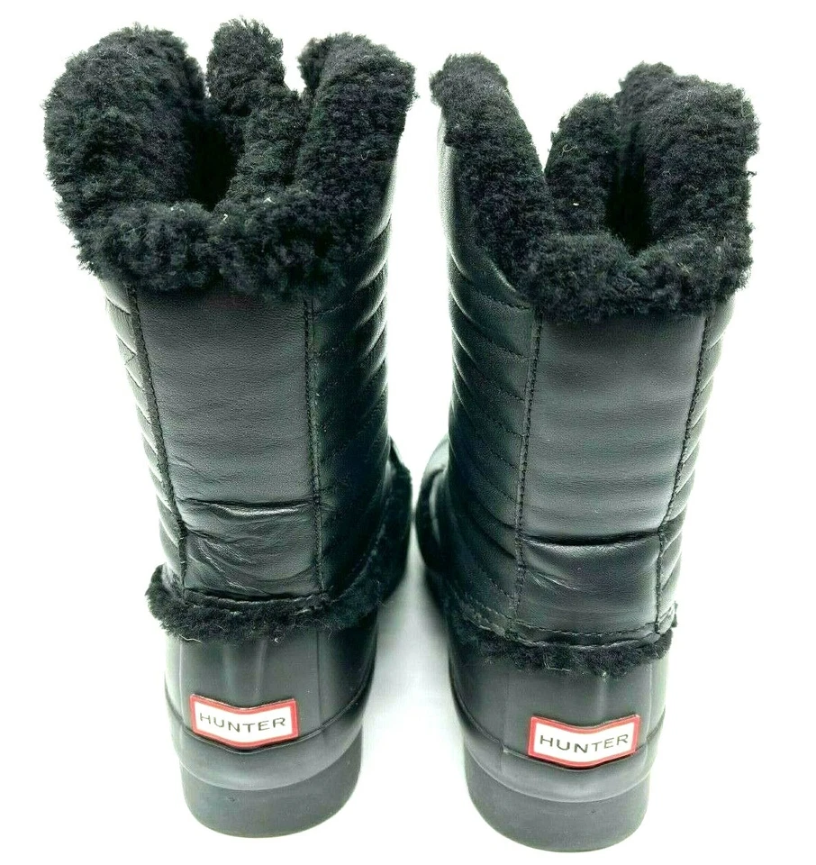 Botas de Goma HUNTER Negras con Cordones Suela de Goma Forradas en Piel de Oveja Impermeables Talla 6 Foto 3 de 4