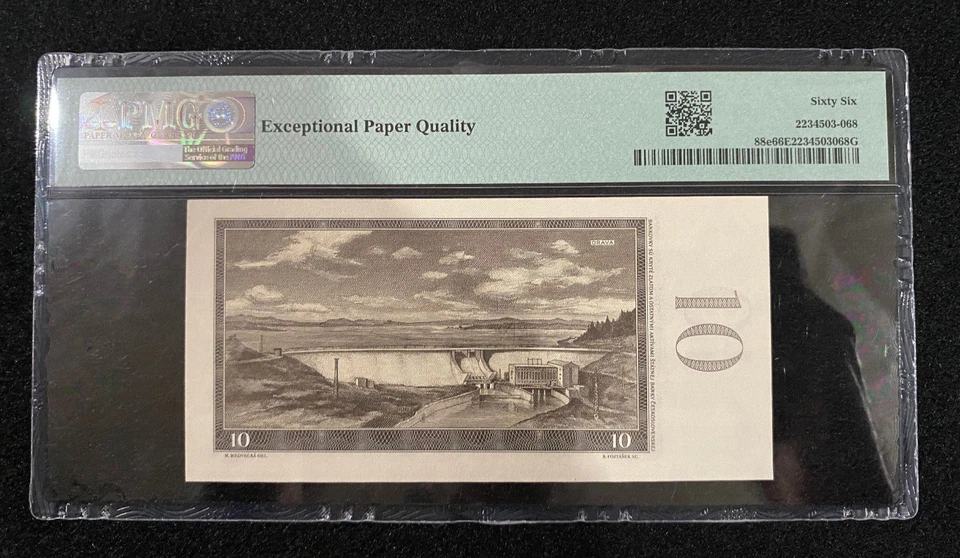 Banco Estatal de Checoslovaquia 10 coronas 1960 Pick#88e PMG 66 EPQ gema UNC Foto 2 de 2