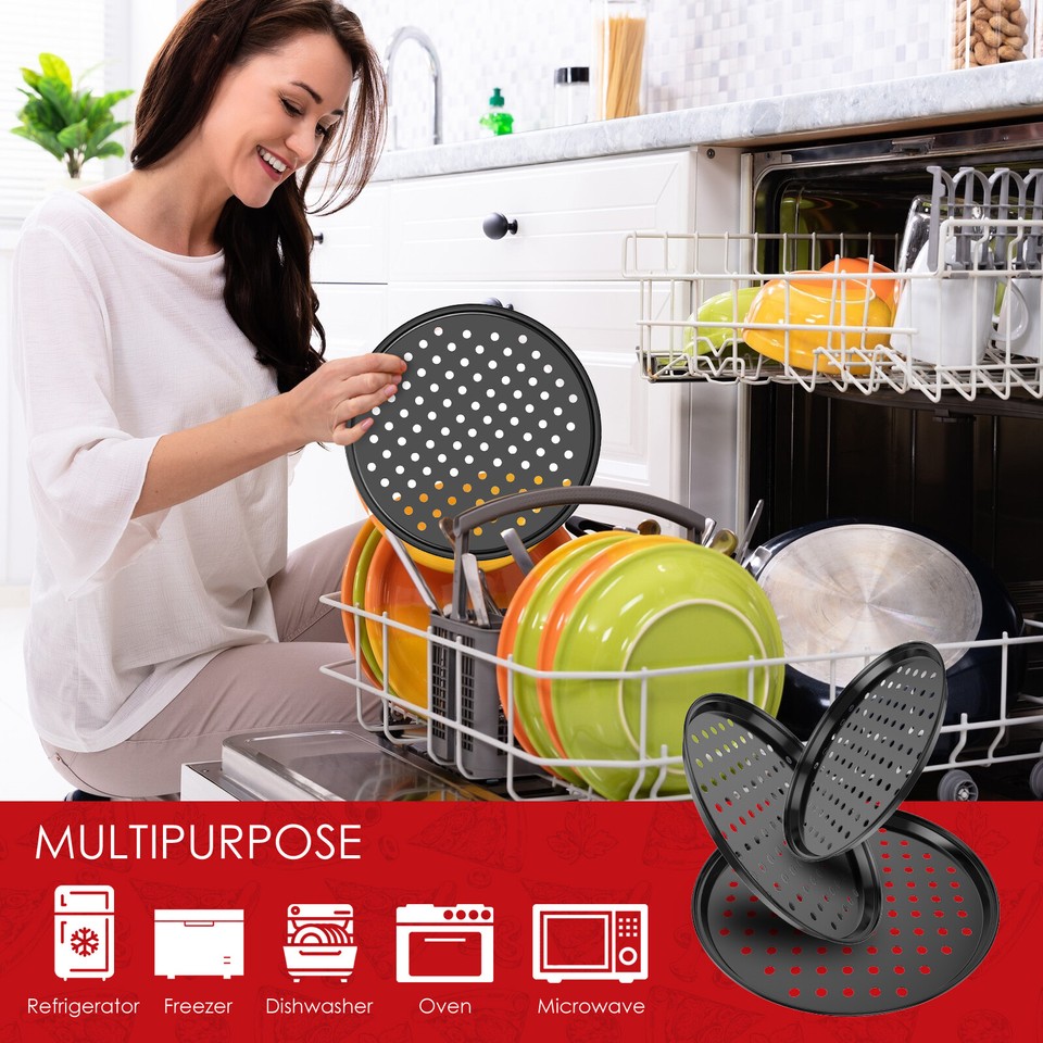 3Pcs / 4Pcs Pizza Pan with Perforated Holes Non Stick Pizza Trays 3