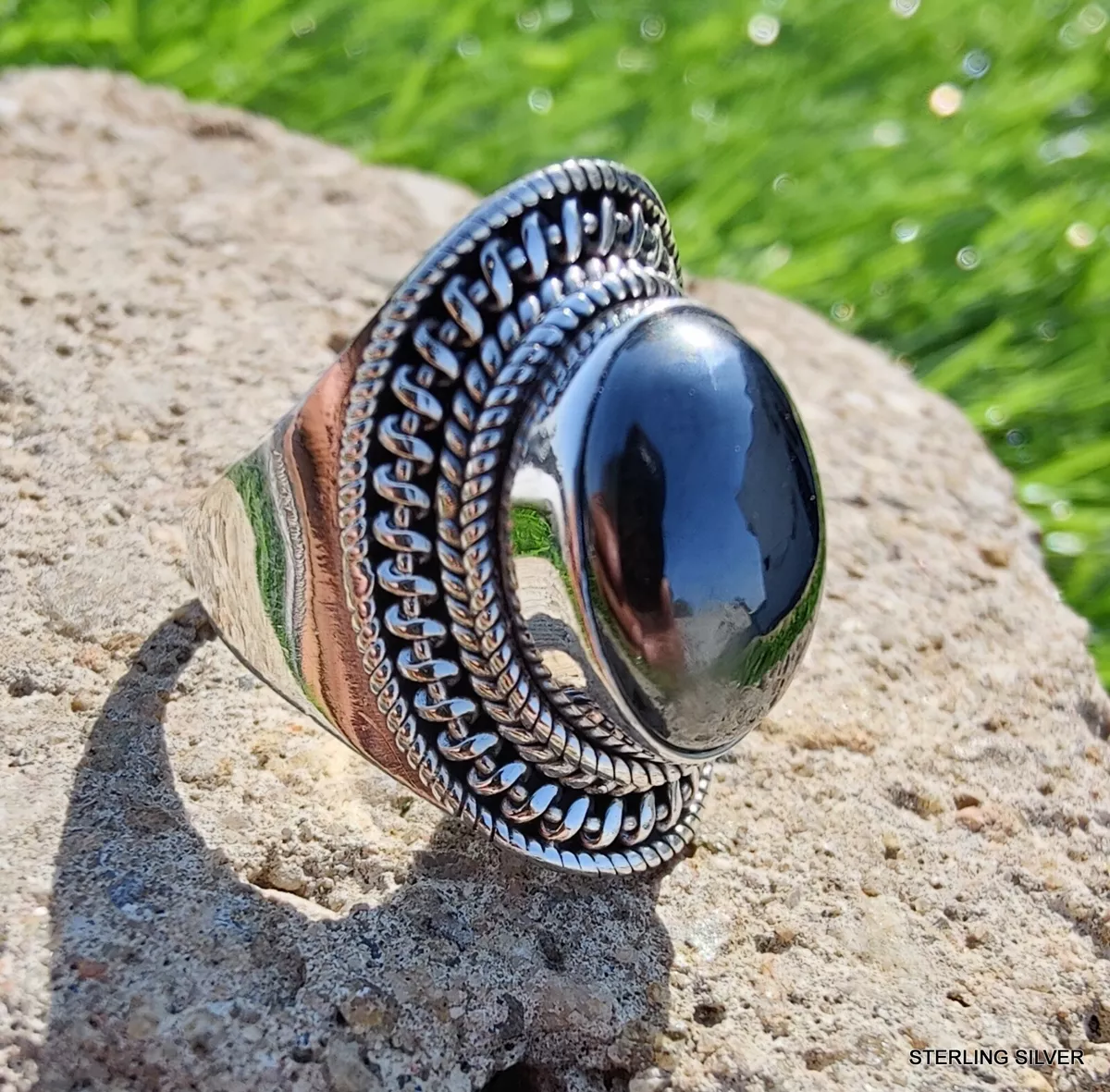 Solid hematite shop ring