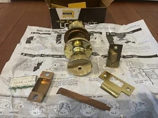 Vtg,NOS,Mid Century 1968 Russwin Osmos Privacy Door Knob Set,US3,Polished Brass