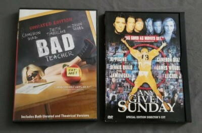 Bad Teacher ~ Any Given Sunday DVD Cameron Diaz Lot of 2 Pre-Owned Gift Movies