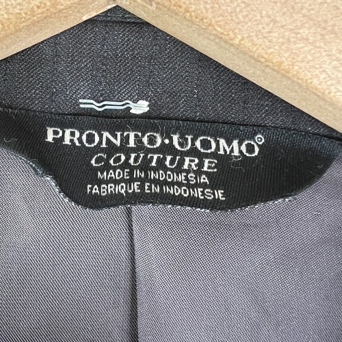 Pronto Uomo Suit Mens 48R Gray Striped 2 Button 100% Wool Moores Couture 42x29 - Picture 4 of 23