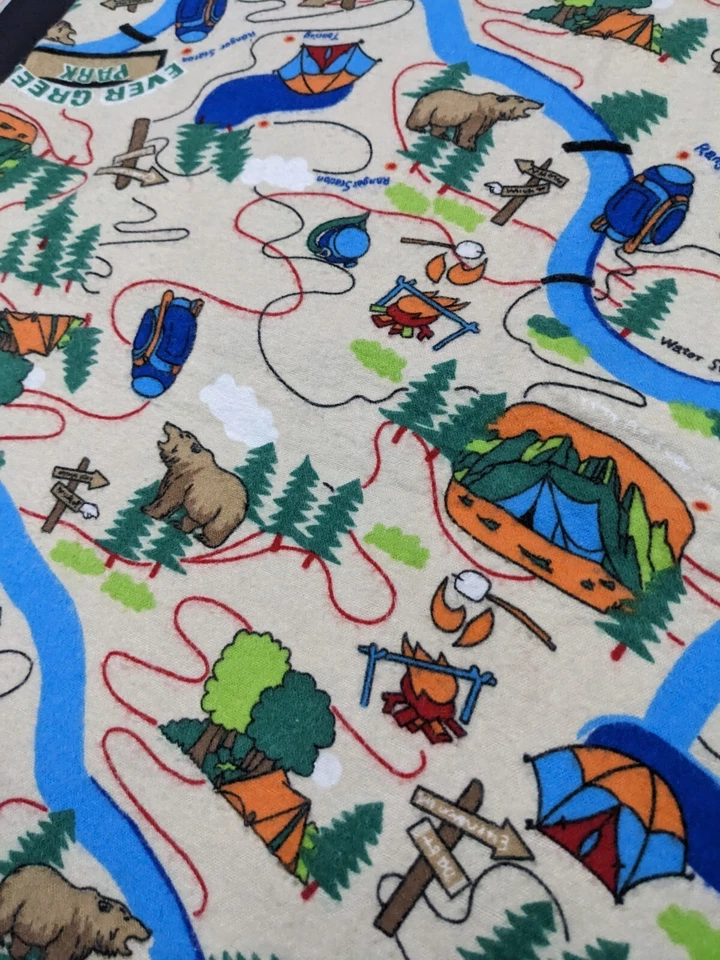 Camping Themed Fabric Flannel Park Outdoors 2.8 Yards Ever Green Park Material - Image 3 of 4