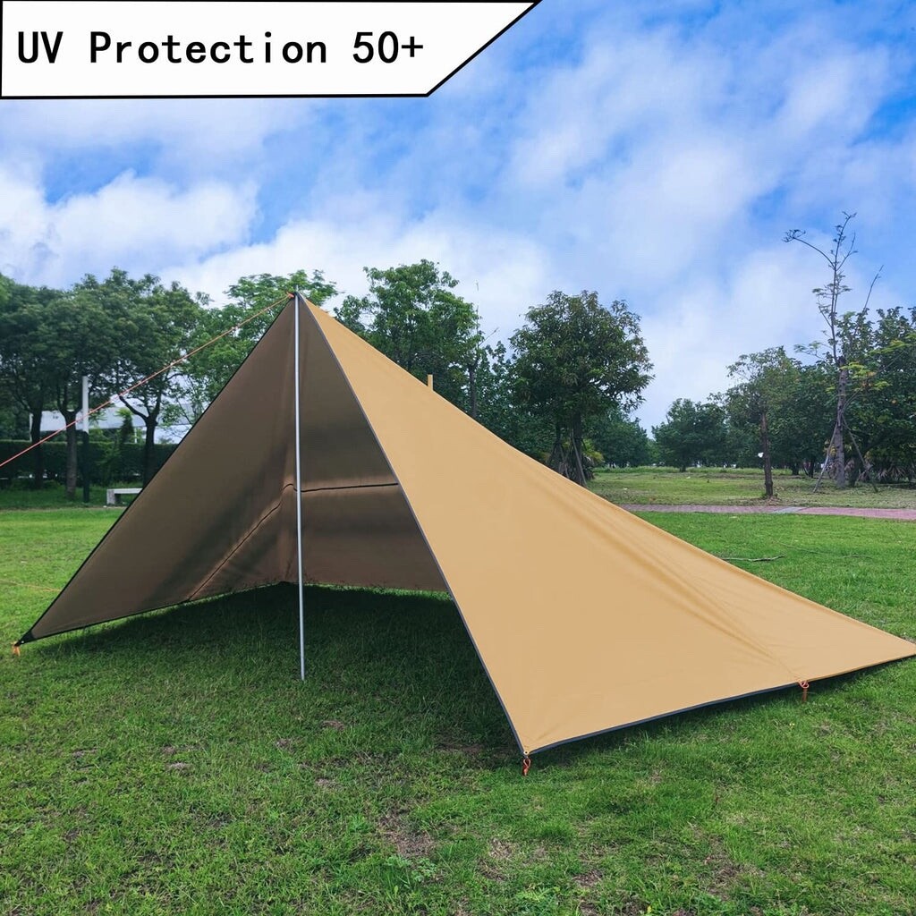3x5M Camping Tarp with Poles Waterproof Tent Tarpaulin Lightweight