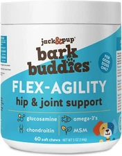 Jack&Pup Dog Joint Supplement Flex-Agility Bark Buddies | Glucosamine Chondro..
