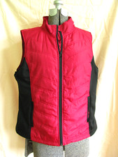 Womens Exertex zip front zipper pockets cranberry black sleeveless vest XL