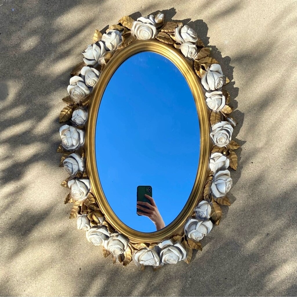 Dollhouse Victorian Oval Mirror – Gold Ornate Frame Miniature Wall Accessory 1:12 Scale - View #7