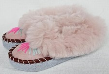 Sheepskin warm slippers size 29 new, sheepskin/leather handmade  pink 