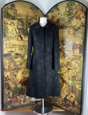 Gorgeous Fen Wright Manson Black Floral Long Frock Dress Coat Size 10 Button