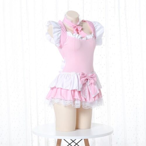 Ladies Cute Japanese Lolita Dress Ruffled Sweet Maid Cosplay Nightie Club Bar - Picture 1 of 7