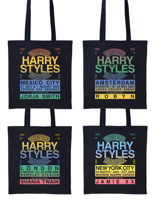 Harry Styles Together Tour Graphic Tote Bag Baumwolle London New York Mexico Print