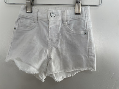 Gymboree Baby Girl Solid White Elastic Waist Snap Cutoff Denim Jean Shorts 6-12M