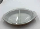 Pyrex Brown Clear Kitchenware Serving Oval Divided Casserole Dish With Lid